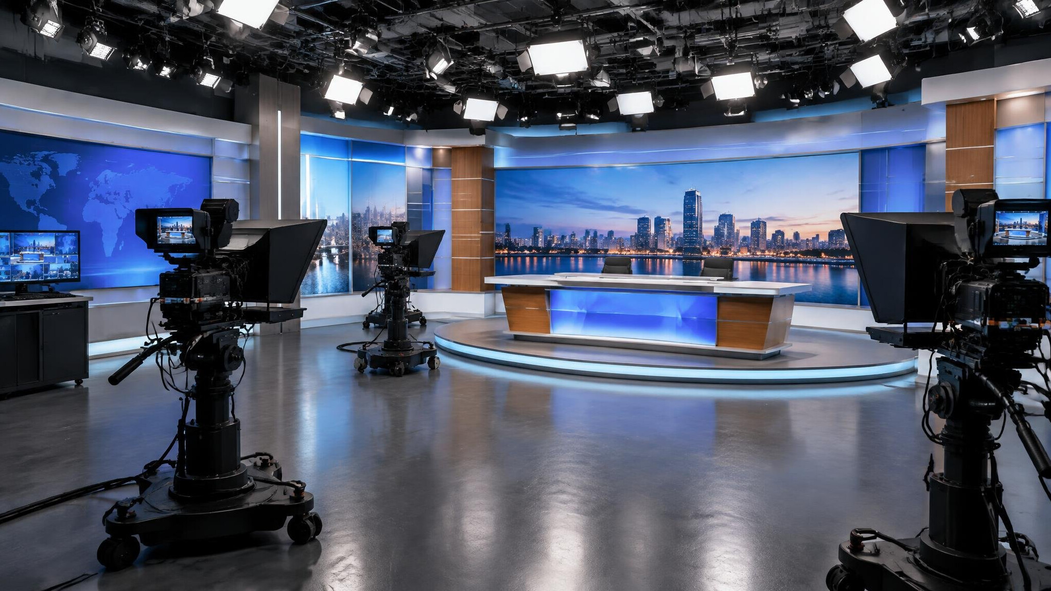 Modern television production studio interior